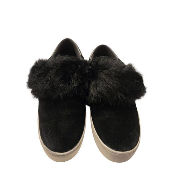 Michael Michael Kors Maven Women's Size 8.5M Black Rabbit Fur Velcro Sneaker - Picture 2 of 9